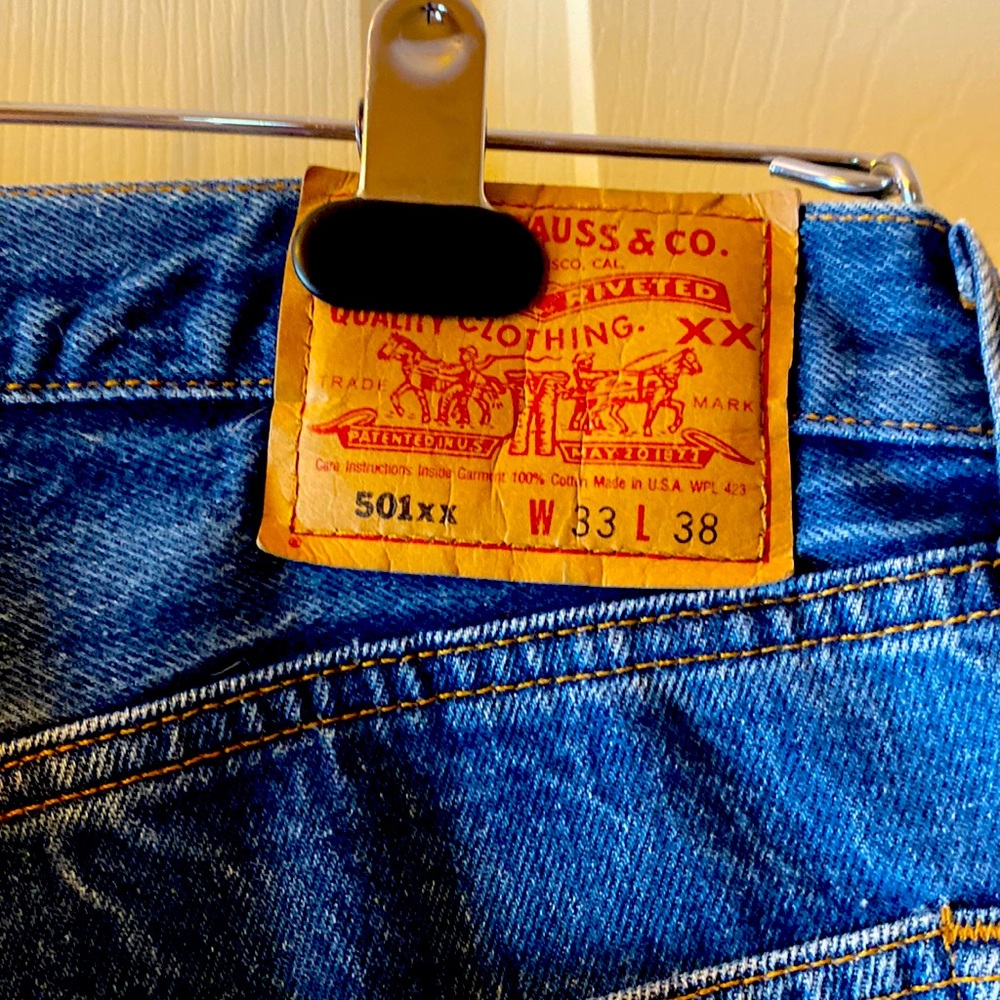 Levi’s 501’s 33 X 38, button fly, great condition.